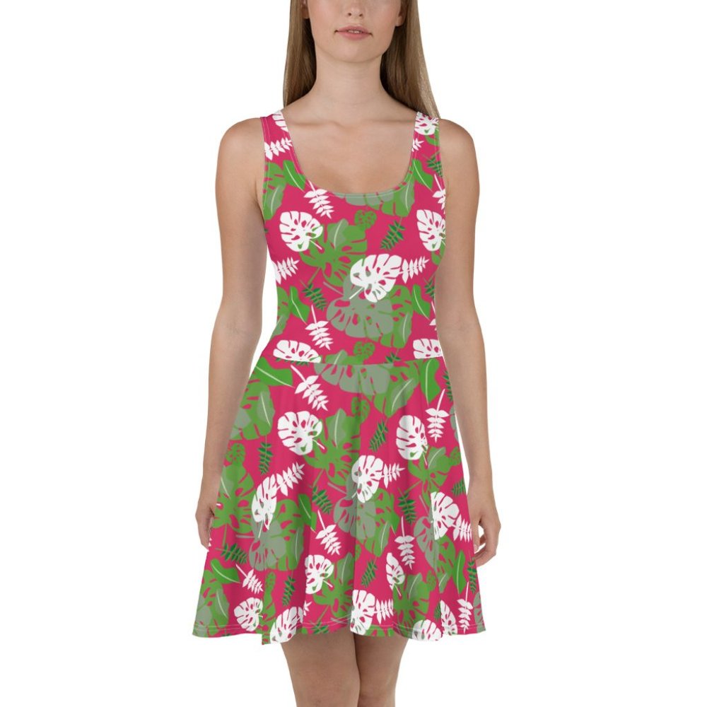 Plus Size Tropical Leaf Pin Up Dress
